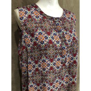 Sami And Jo 2X Plus Floral Multicolor Sleeveless Top Blouse #389